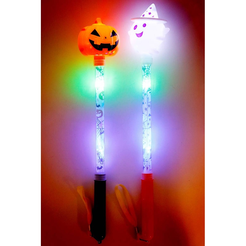 Ghost Pumpkin Head Colorful LED Light-Up Wand