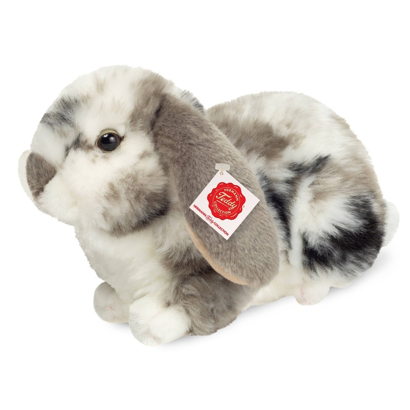 Gray and White Lop Earred Ram Rabbit Plush Toy by Teddy Hermann