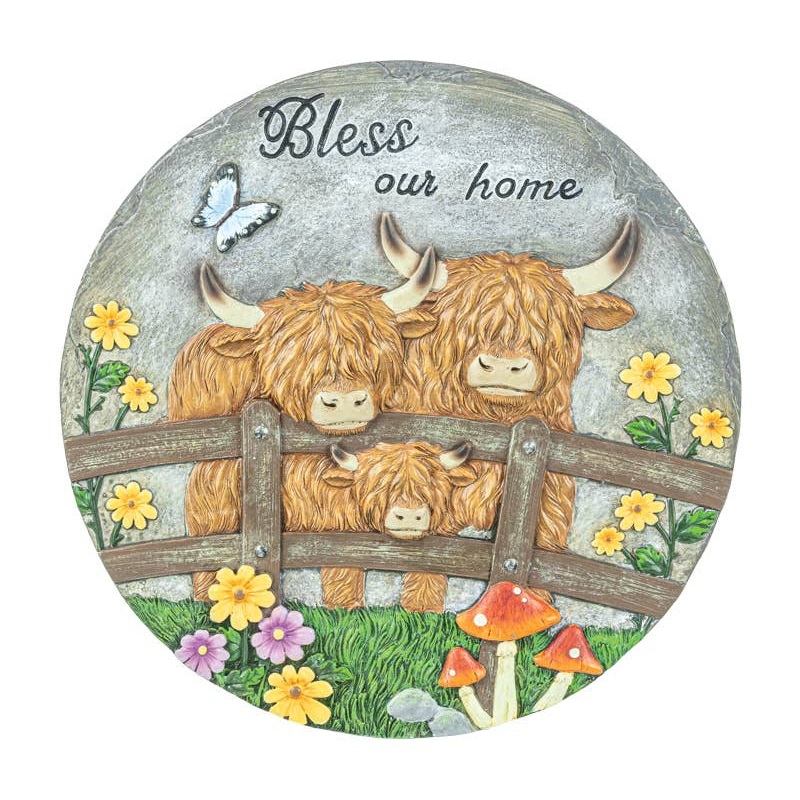 Highland Cow Bless Our Home Stepping Stone