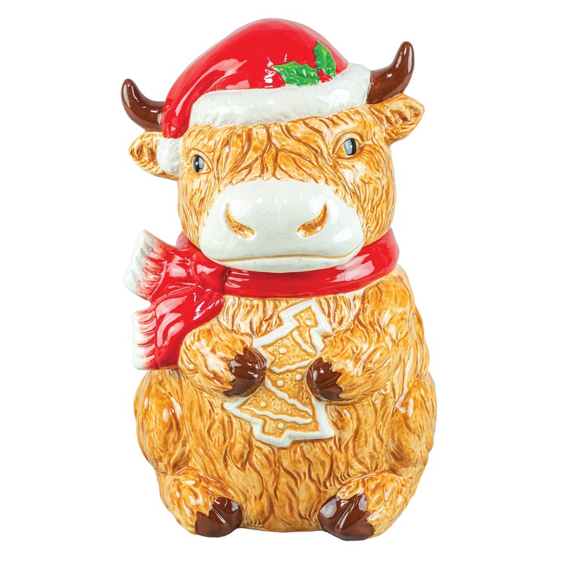 HIGHLAND COW CHRISTMAS COOKIE JAR