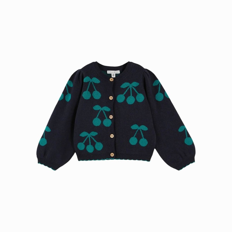 Emile et Ida Cherry Cardigan  Navy