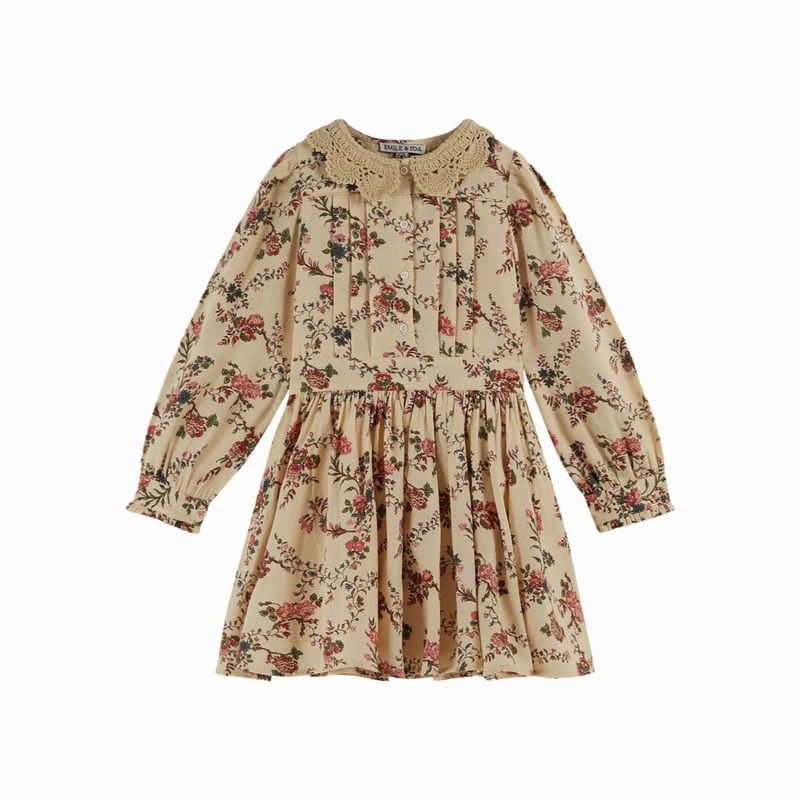 Emile et Ida Crochet Collar Dress  Orchid Ecru