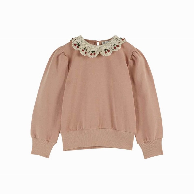 Emile et Ida Embroidered Collar Sweatshirt  Blush