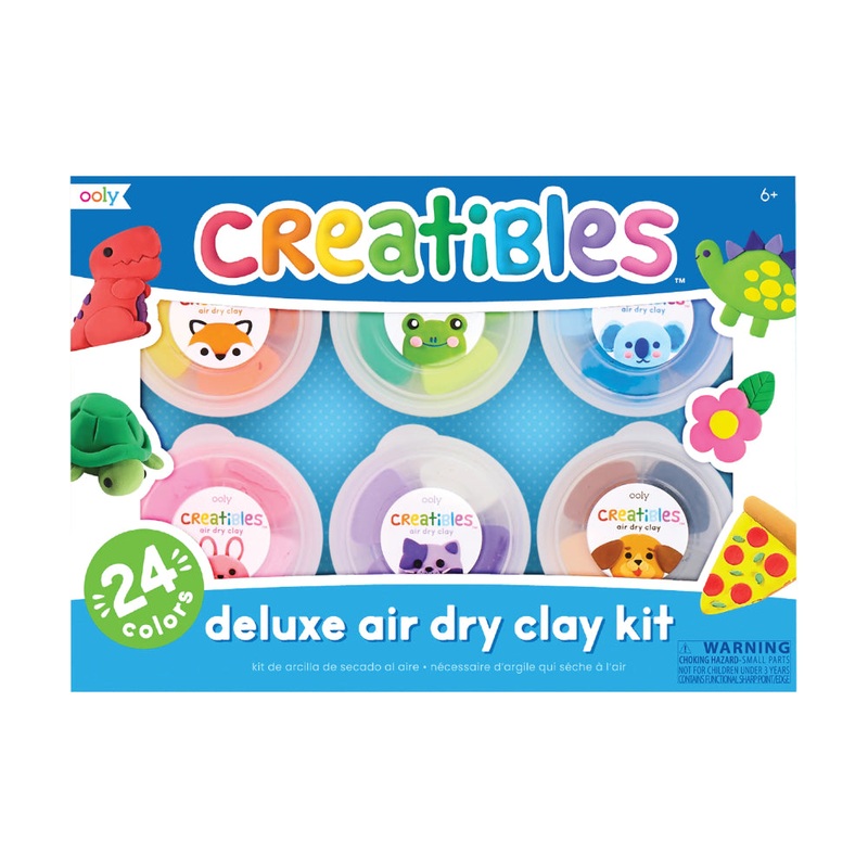 OOLY Creatibles: Air Dry Clay Deluxe Kit (Set Of 24 Colors + 3 Tools)
