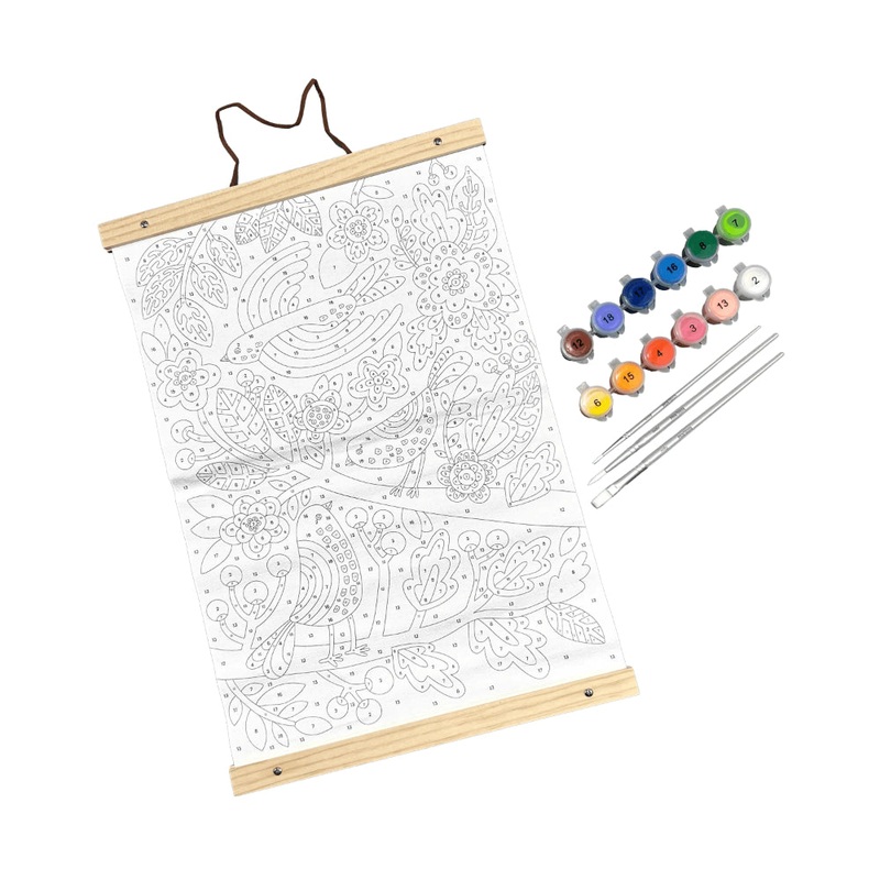 OOLY Paintology: Paint-Bynumber Canvas Kit - Blue Birds (25 pc Set)