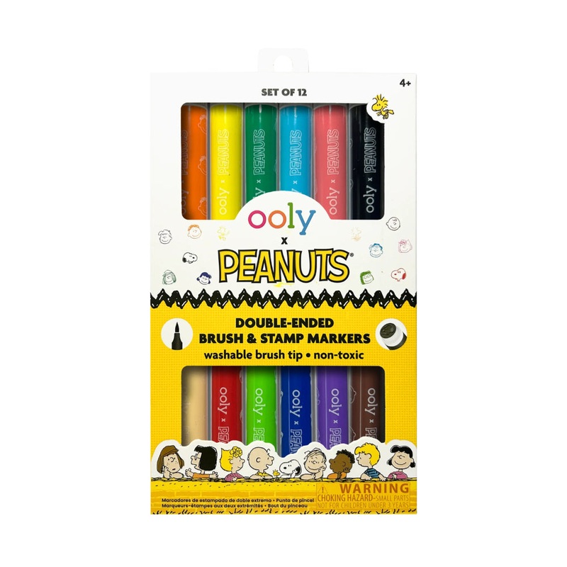 OOLY X Peanuts: Doubleended Brush & Stamp Markers (Set of 6 / 12 Colors)
