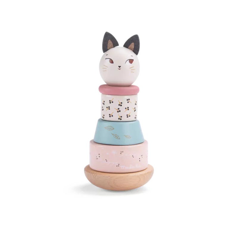 Moulin Roty Apres La Pluie Stack-Up Cat Wooden Toy