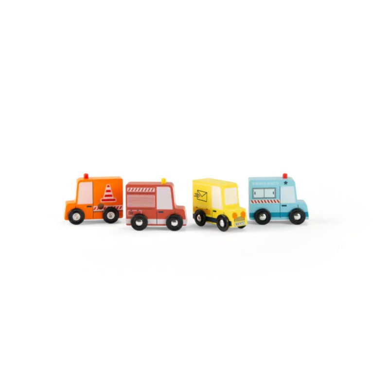 Moulin Roty Avenue Du Moulin Set of 4 Wooden Trucks
