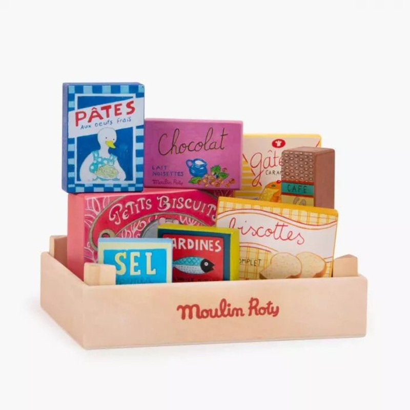 Moulin Roty La Grande Famille Wood Groceries Set
