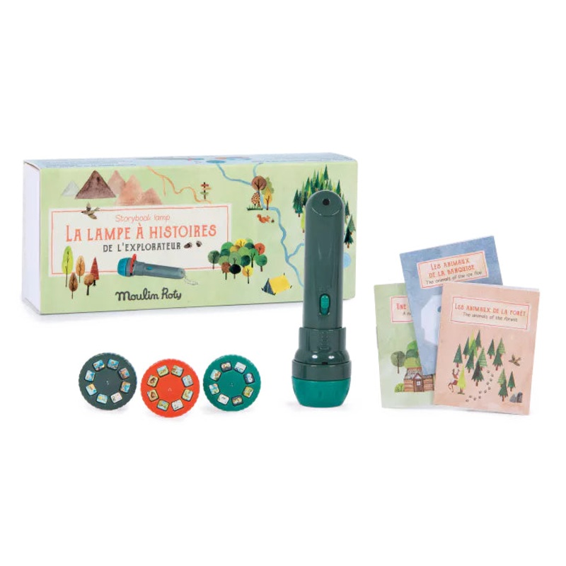 Moulin Roty Le Jardin Children Storytelling Set-Including Torchlight/3 Nature Stories and 3 Booklets