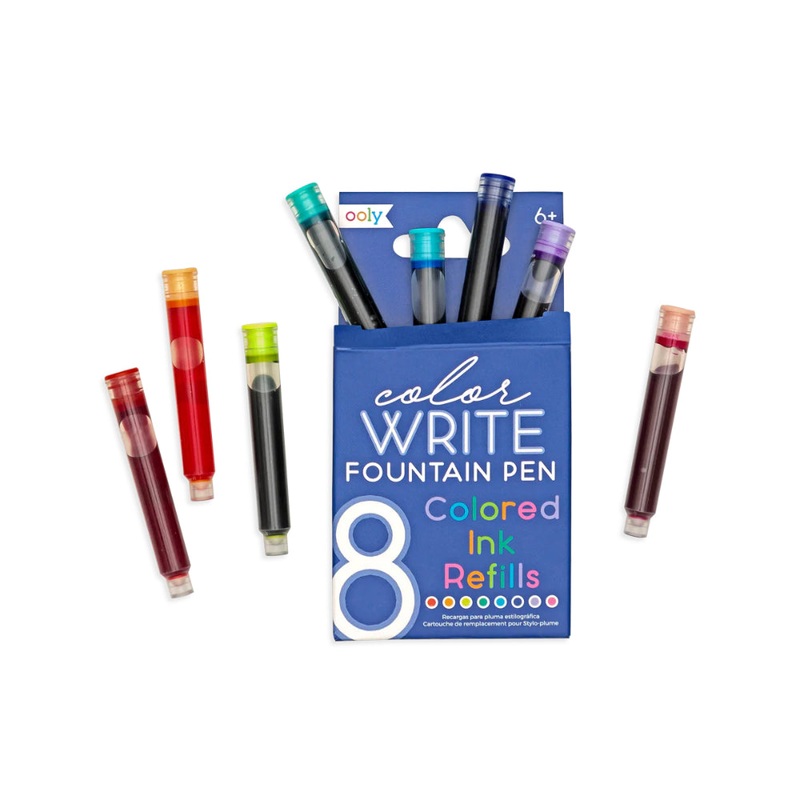 OOLY Color Write: Fountain Pen Colored Ink Refills (Set of 8)