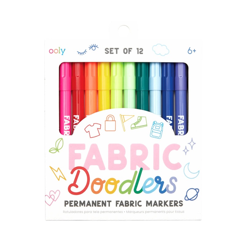OOLY Fabric Doodlers: Permanent Fabric Markers (Set of 12)