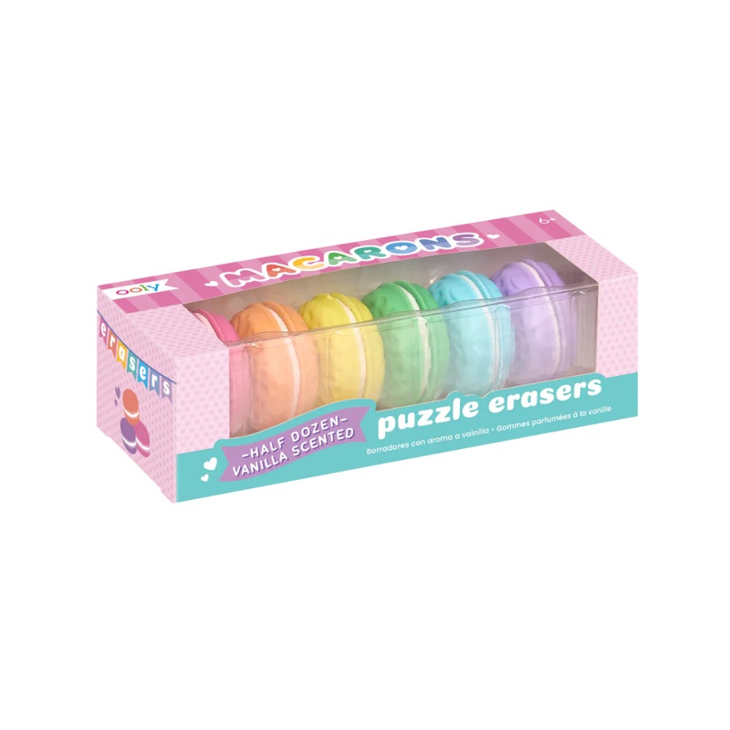 OOLY Macarons: Vanilla Scented Puzzle Erasers (Set of 6)