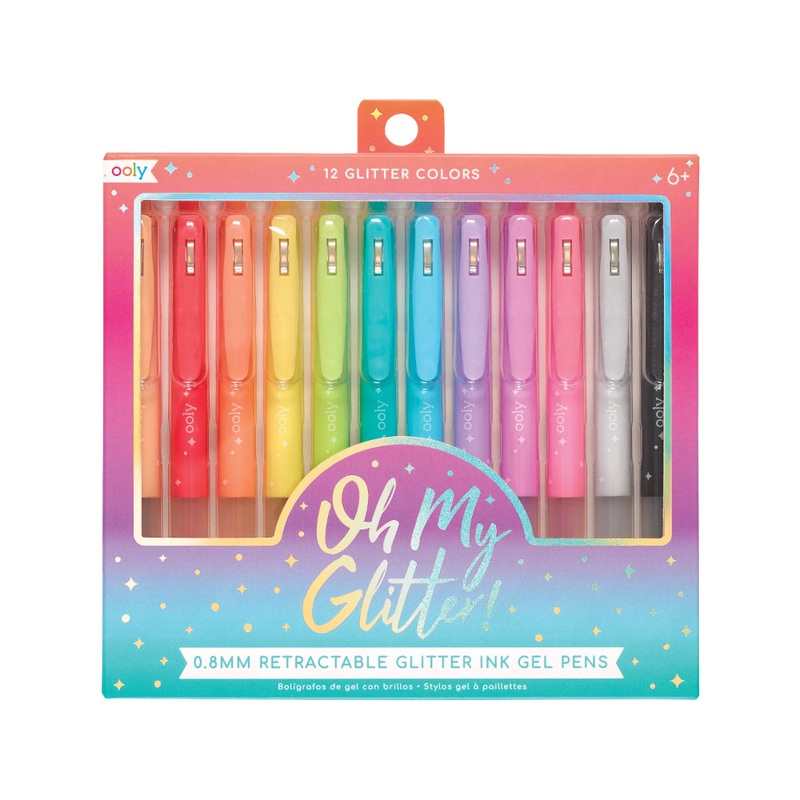 OOLY Oh My Glitter!: Retractable Glitter Ink Gel Pens (Set of 12)