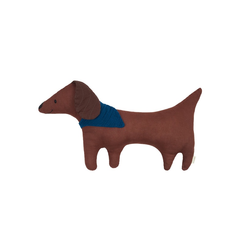 nobodinoz Cushion L1n0 Toby The Dog French Linen Prune