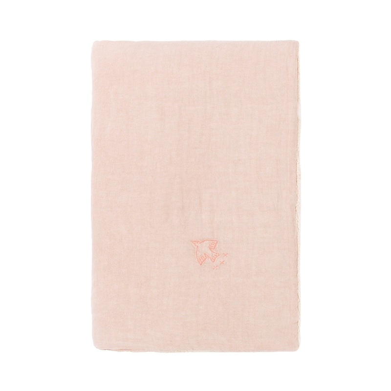 nobodinoz Embroidered Winter Blanket L1n0 French Linen Mauve Pink
