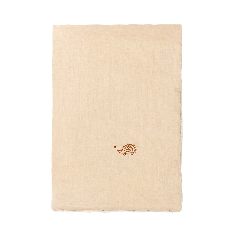 nobodinoz Embroidered Winter Blanket L1n0 French Linen Sand