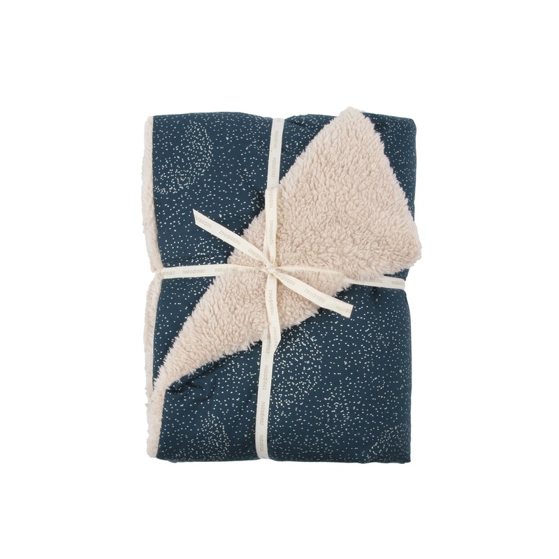 nobodinoz Stories Winter New Born Blanket Gold Bubble/ Night Blue