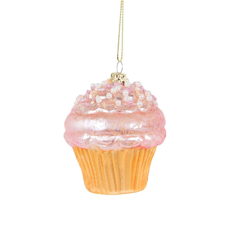RJB Stone Pastel Pink Cupcake Shaped Bauble