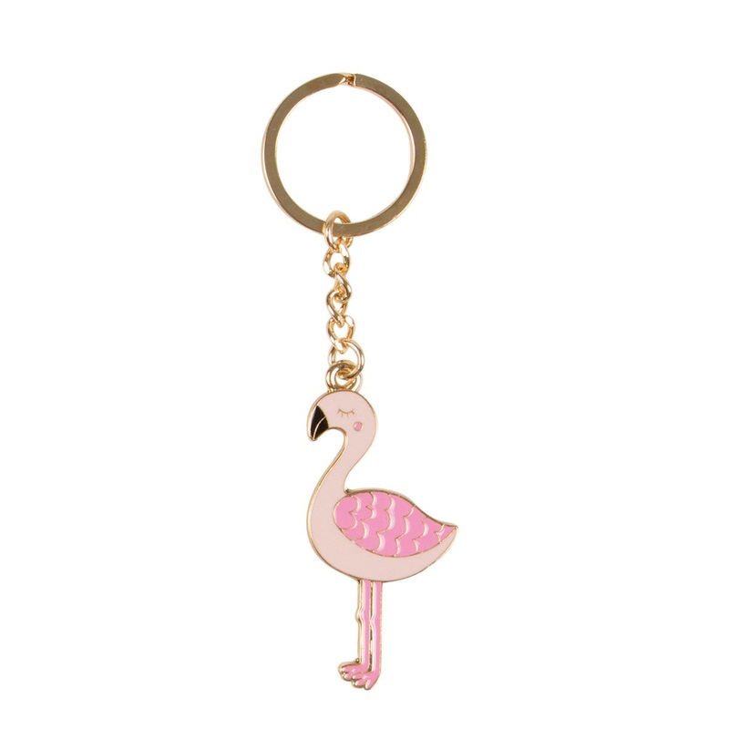 RJB Stone Tropical Flamingo Enamel Keyring