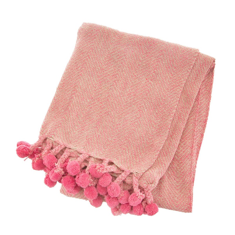 RJB Stone Nevada Pink Herringbone Blanket Throw