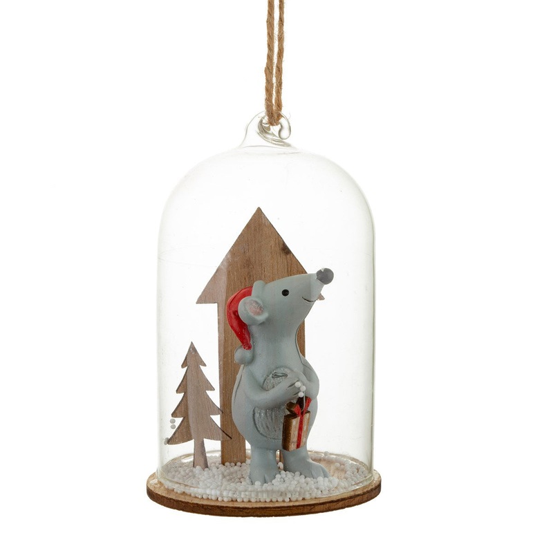 RJB Stone Woodland Fun Mouse Dome Bauble