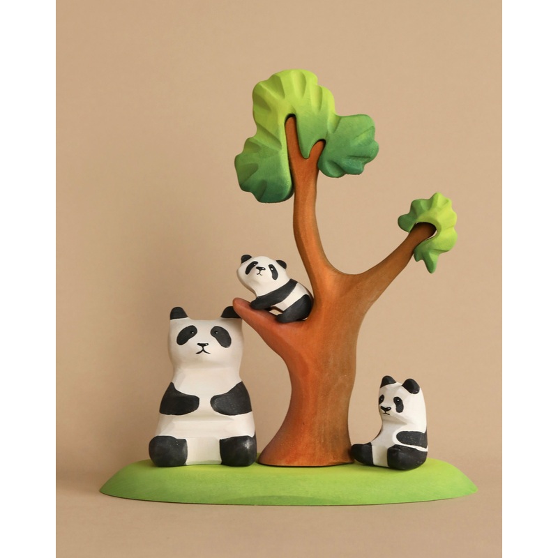 Bumbu Handmade Wooden Panda Bears And Tree Set