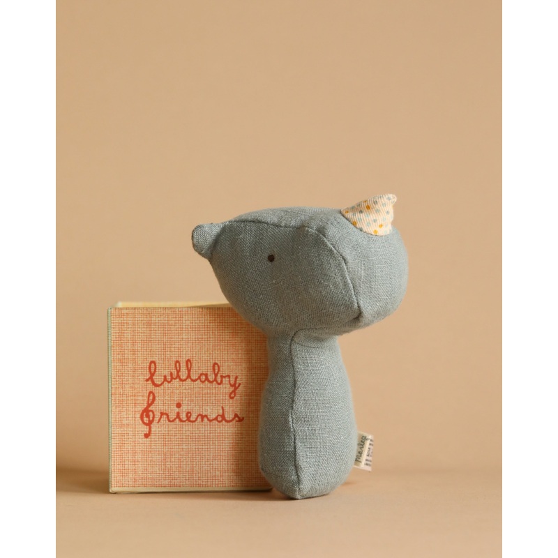 Maileg Lullaby Friend Rattles, Rhino - Dusty Blue
