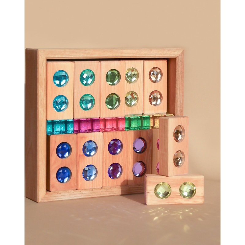 Bauspiel Gem Blocks with Pastel Lucent Cubes (45 pieces)