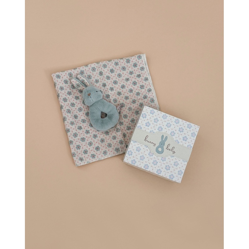 Maileg Bunny Rattle & Burp Cloth Set - Mint
