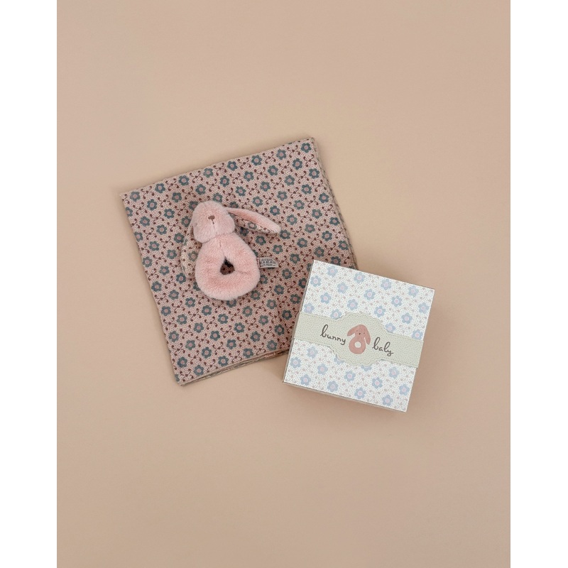 Maileg Bunny Rattle & Burp Cloth Set - Powder