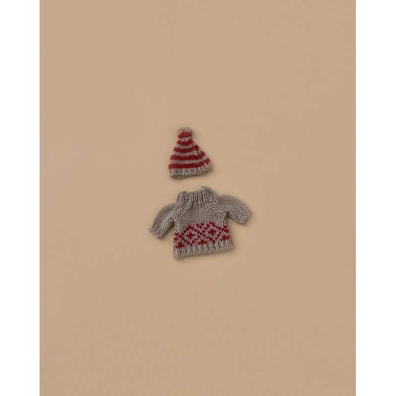 Maileg Extra Clothing: Knitted sweater and Hat for Mom Mouse