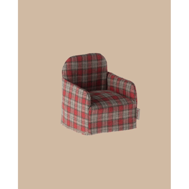 Maileg Folding Chair, Mouse - Red Checker