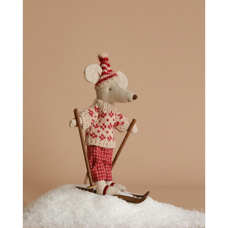 Maileg Winter Ski Mouse Mom - Red