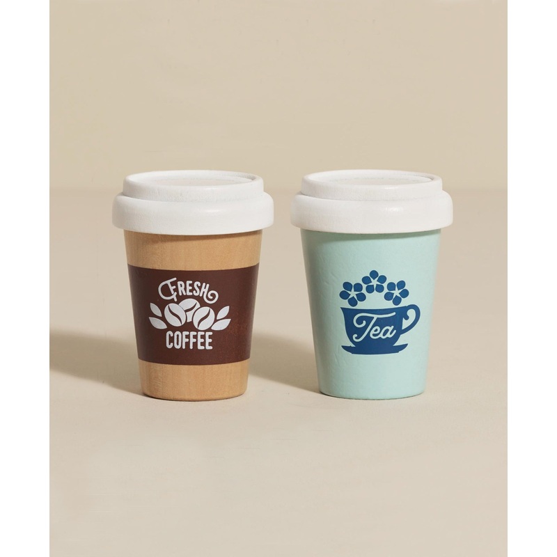 Wooden Coffee And Tea Cups Set