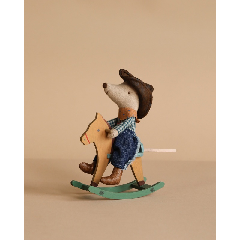 Maileg Cowboy Mouse On Rocking Horse, Little brother