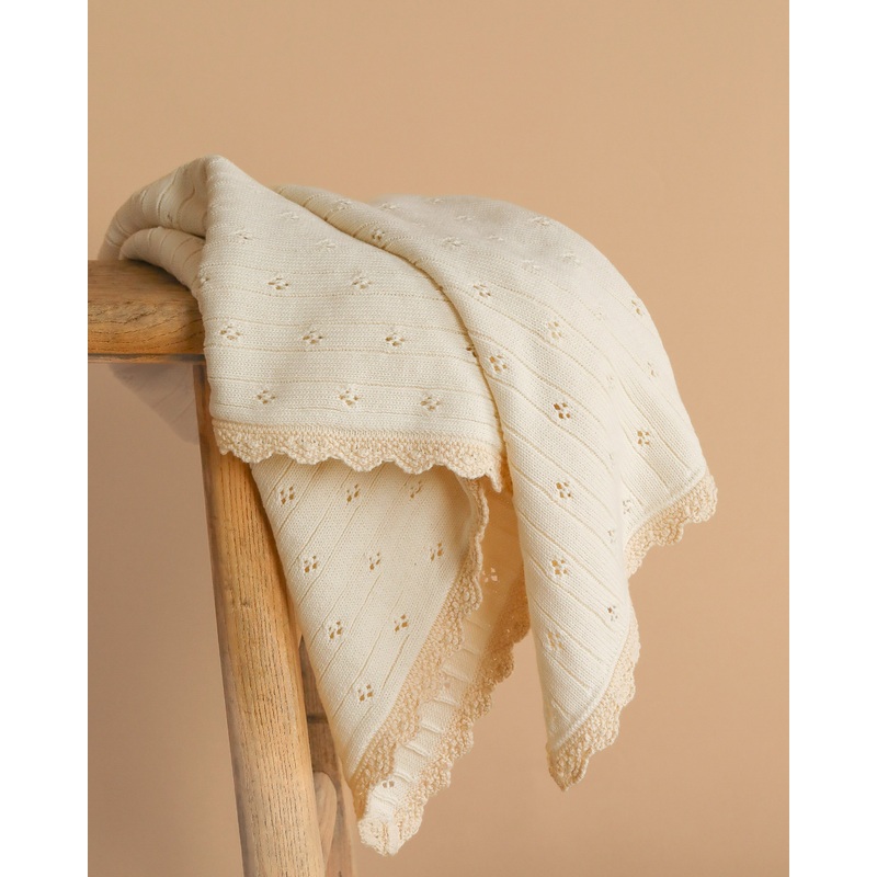 Organic Pointelle Cotton Knit Baby Blanket
