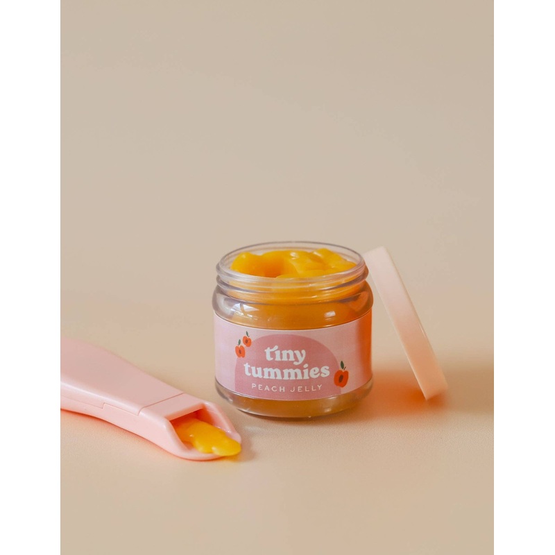 Tiny Tummies - Peach jelly food - Jar and spoon - Tiny Harlow