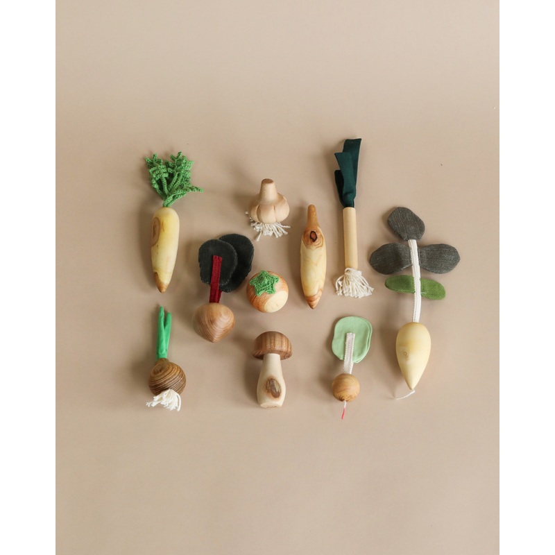 10 Piece Handmade Wooden Vegetable Set