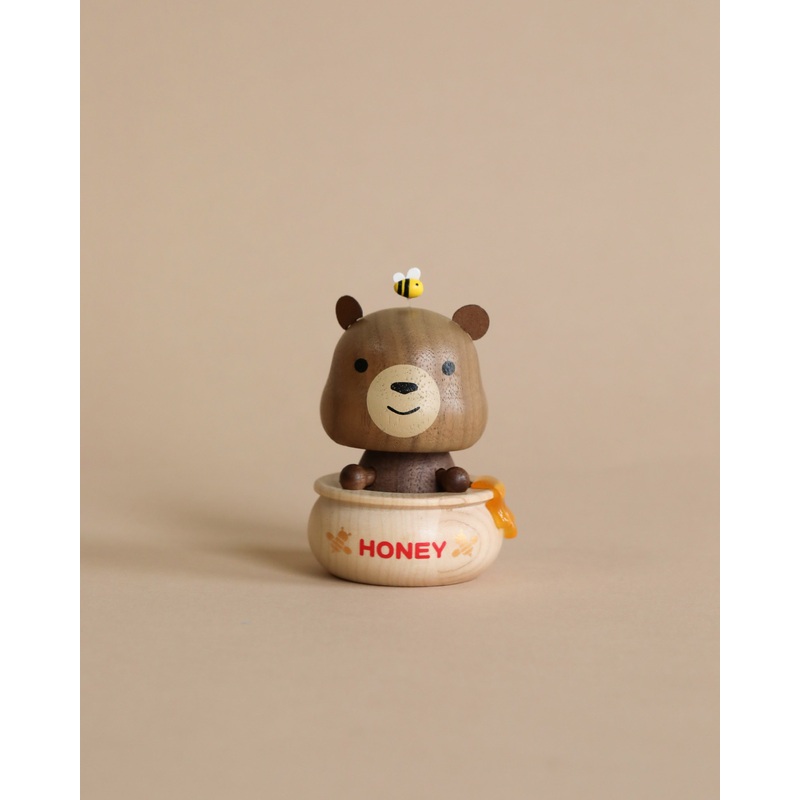 Wooden Honey Bear Bobblehead