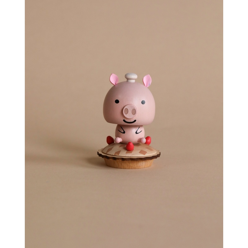 Wooden Pig Bobblehead
