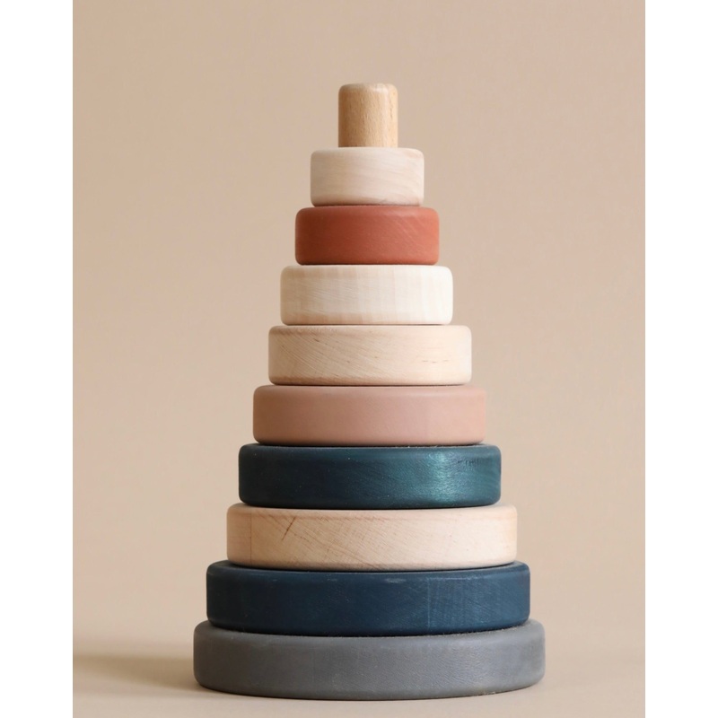 Wooden Pyramid Stacker - Terracotta