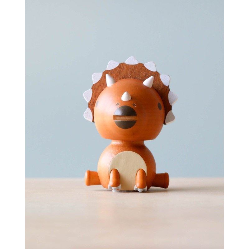 Wooden Triceratops Bobblehead