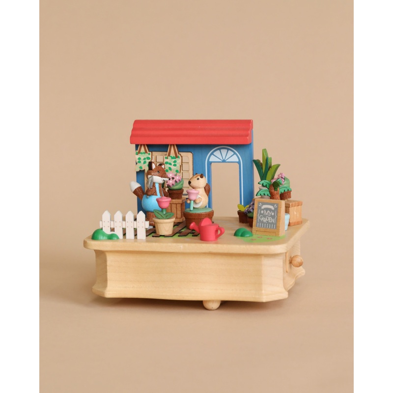 Wooden Fox Gardener Music Box
