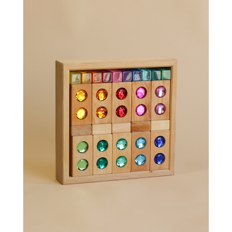 Bauspiel Gem Blocks with Lucent Cubes (45 pieces)