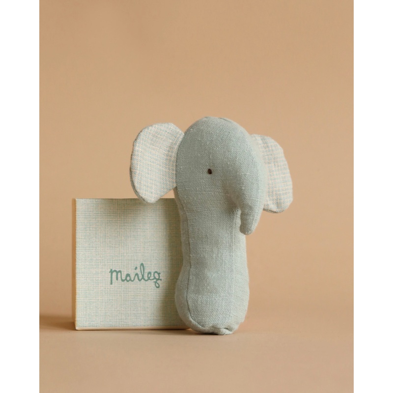 Maileg Lullaby Friend Rattles,  Elephant -  Light Dusty Blue