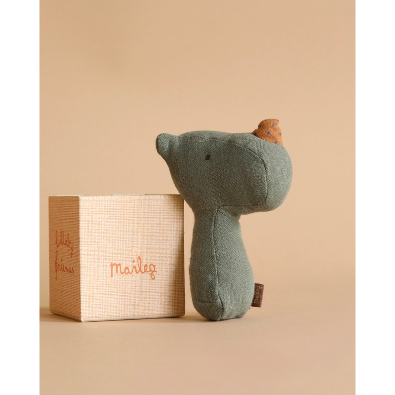 Maileg Lullaby Friend Rattles, Rhino - Pine