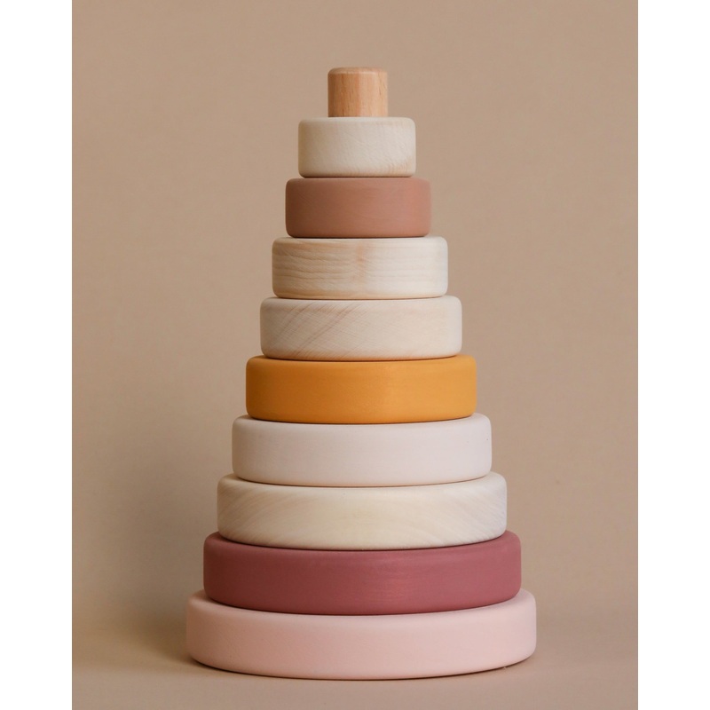 Wooden Pyramid Stacker - Pink