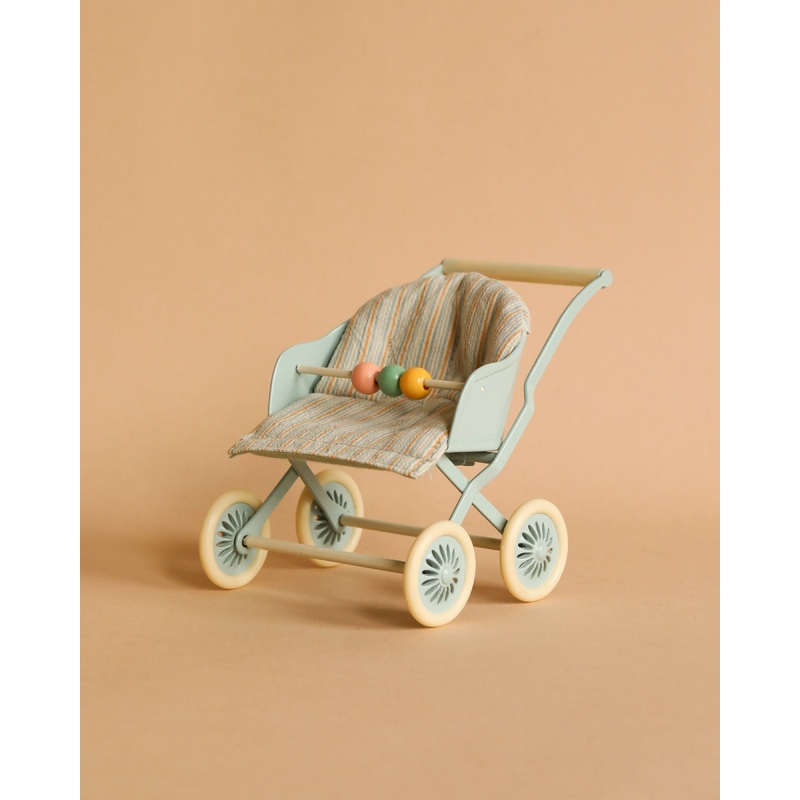 Maileg Stroller, Baby Mice - Blue