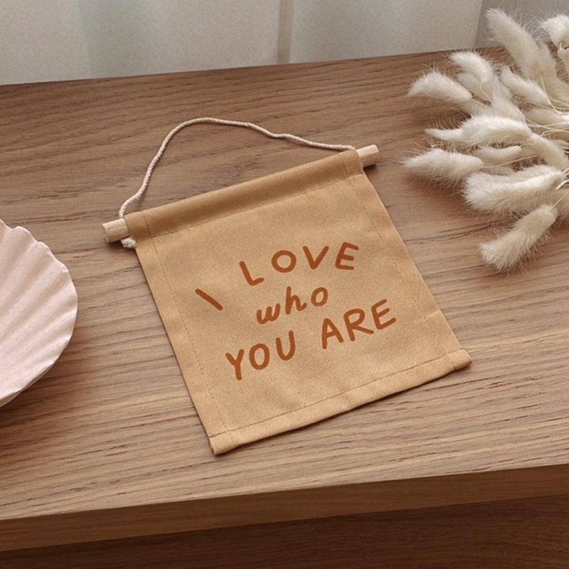 I Love Who You Are Canvas Sign - Peach